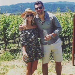 Bobeau Off the Shoulder Floral Dress, size small